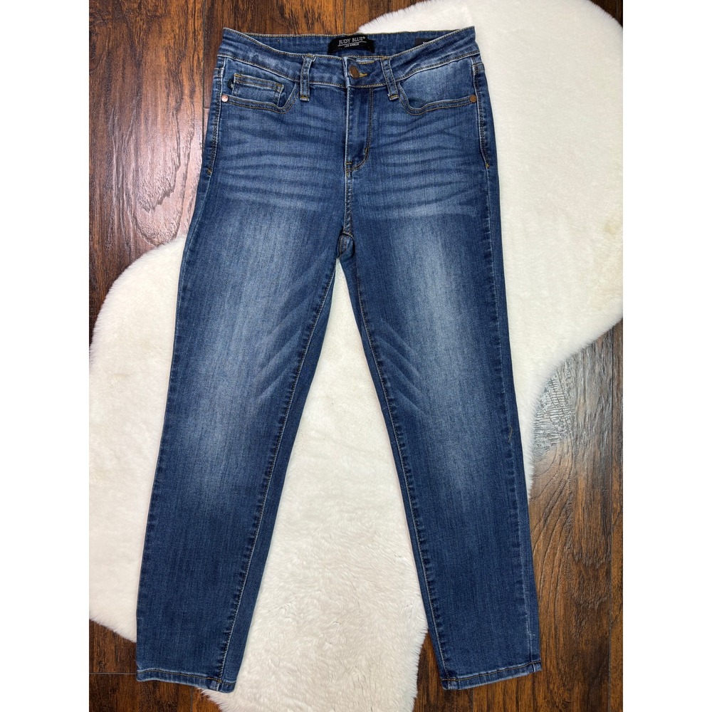 Judy Blue Relaxed Fit Jeans 28 Medium Wash Whiskered Faded Stretch Denim Women